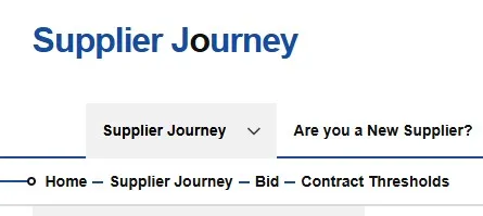 This image is a screen shot of Supplier Journey breadcrumbs.  The breadcrumbs show the path you have taken within the Supplier Journey to arrive at the current page you are viewing.