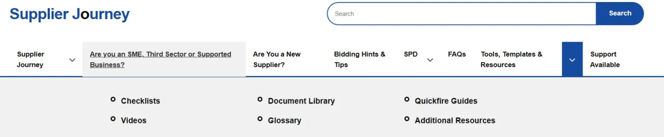 This is an image of the menu options shown when a user clicks on the Tools. Templates & Resources heading down arrow.